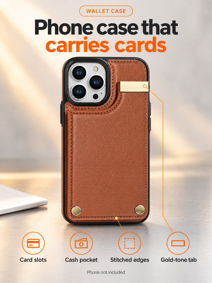 iPhone 15 Pro Max Wallet Case with Card Slots and Cash