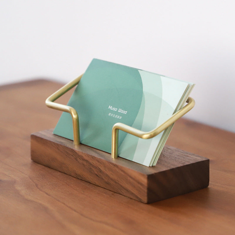 Solid Walnut Business Card Holder for Polished Desks