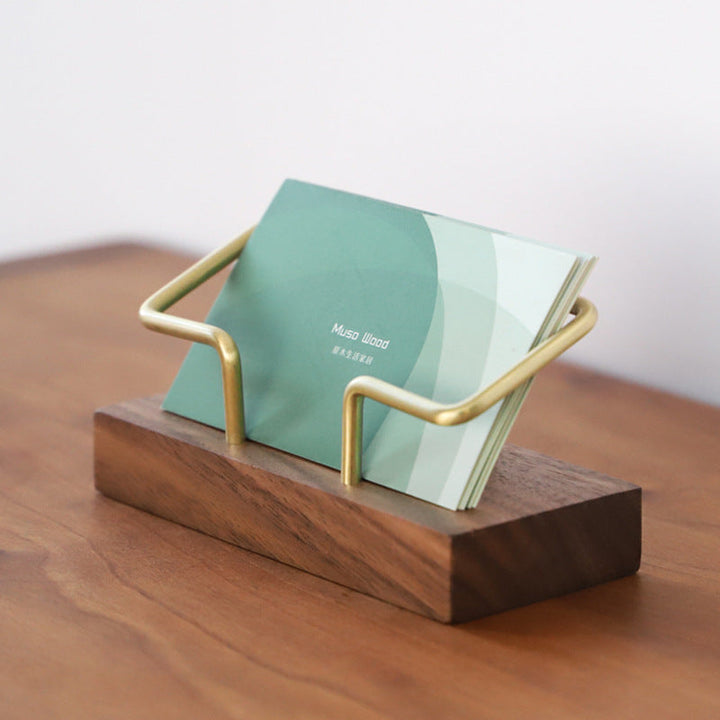 Solid Walnut Business Card Holder for Polished Desks
