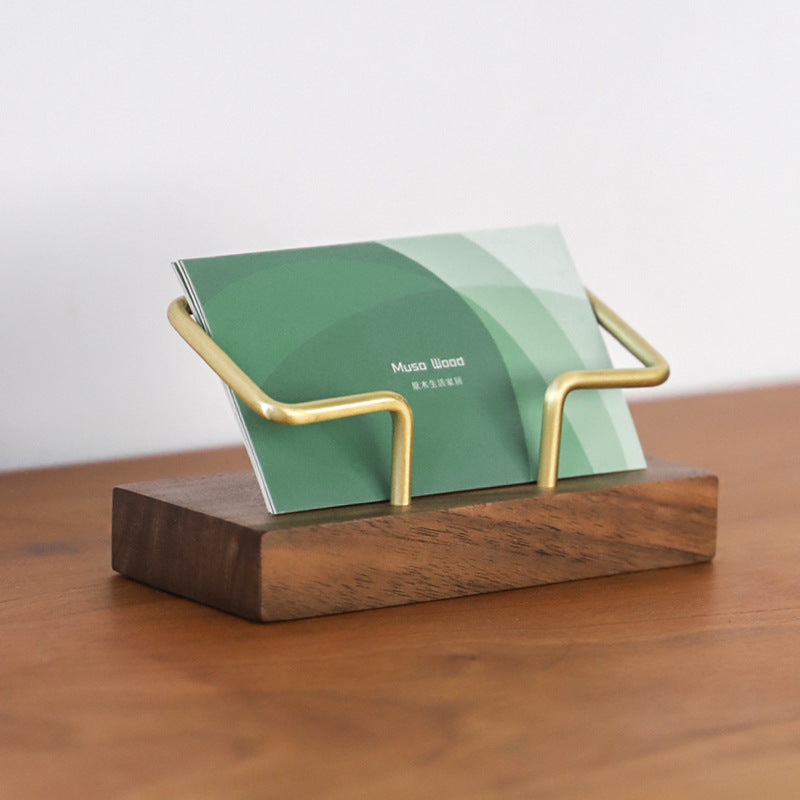 Solid Walnut Business Card Holder for Polished Desks