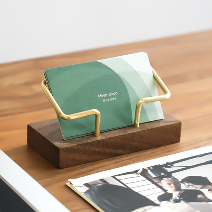 Solid Walnut Business Card Holder for Polished Desks