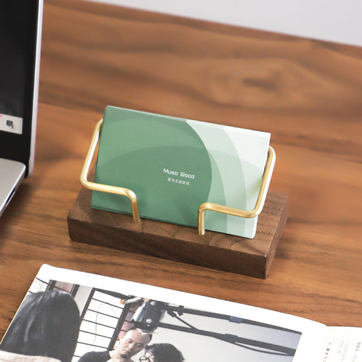 Solid Walnut Business Card Holder for Polished Desks
