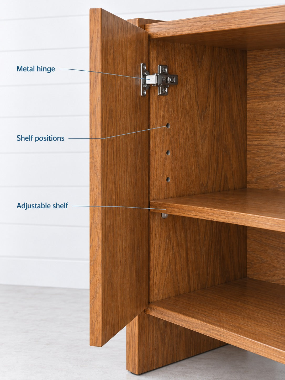 Walnut Buffet Cabinet with Storage and Adjustable Shelf