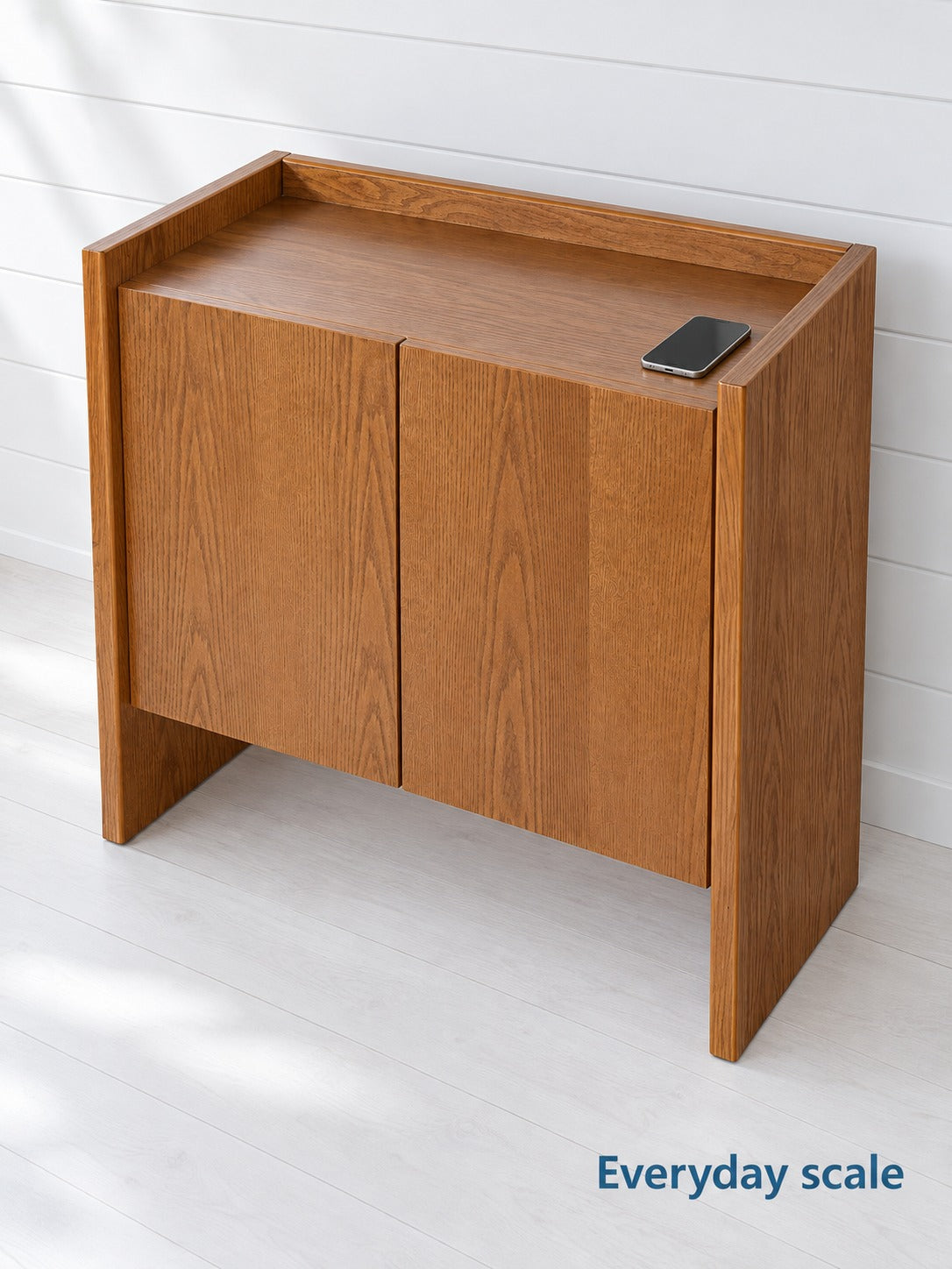 Walnut Buffet Cabinet with Storage and Adjustable Shelf