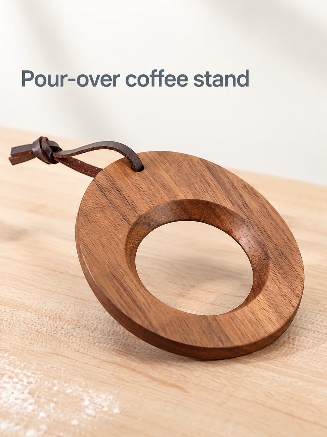 Walnut Pour-Over Coffee Dripper Stand With Glass Cone