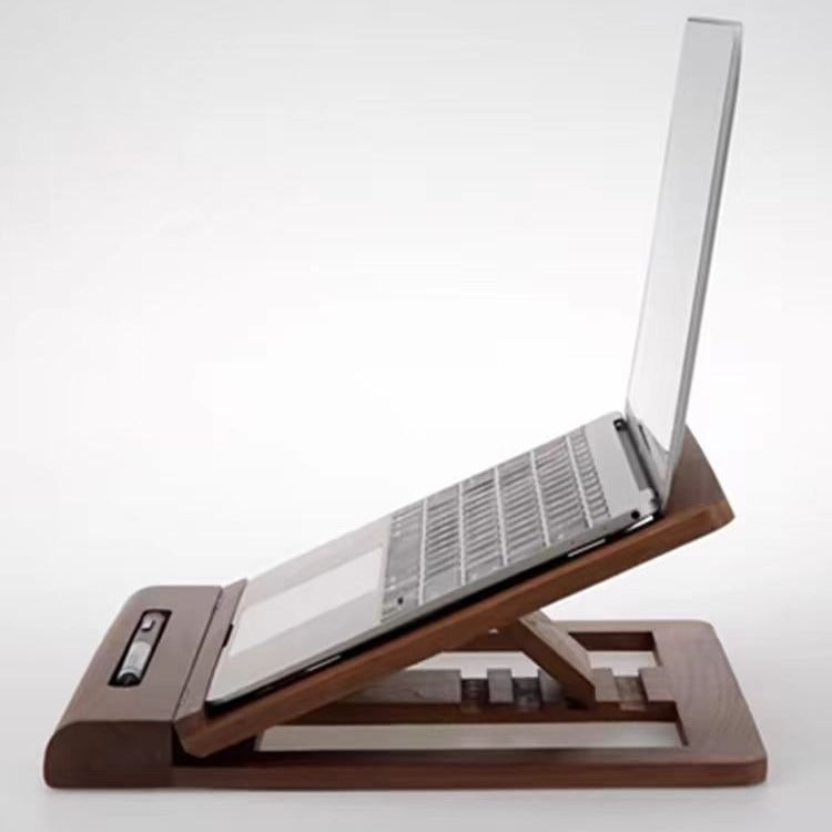 Foldable Solid Walnut Laptop Stand for Desk & Travel