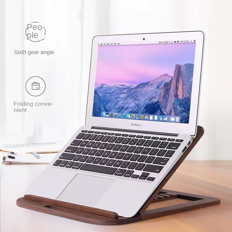 Foldable Solid Walnut Laptop Stand for Desk & Travel