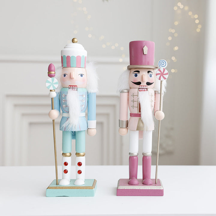 Wooden Nutcracker Ornament for Pastel Christmas Decor