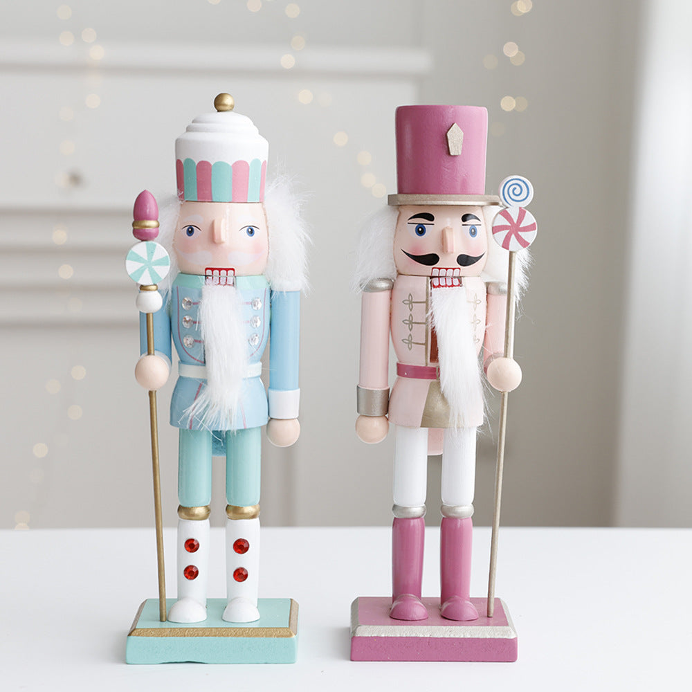 Wooden Nutcracker Ornament for Pastel Christmas Decor