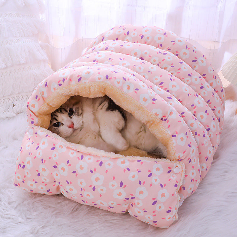Enclosed Cat Bed with Plush Velvet Sleeping Retreat