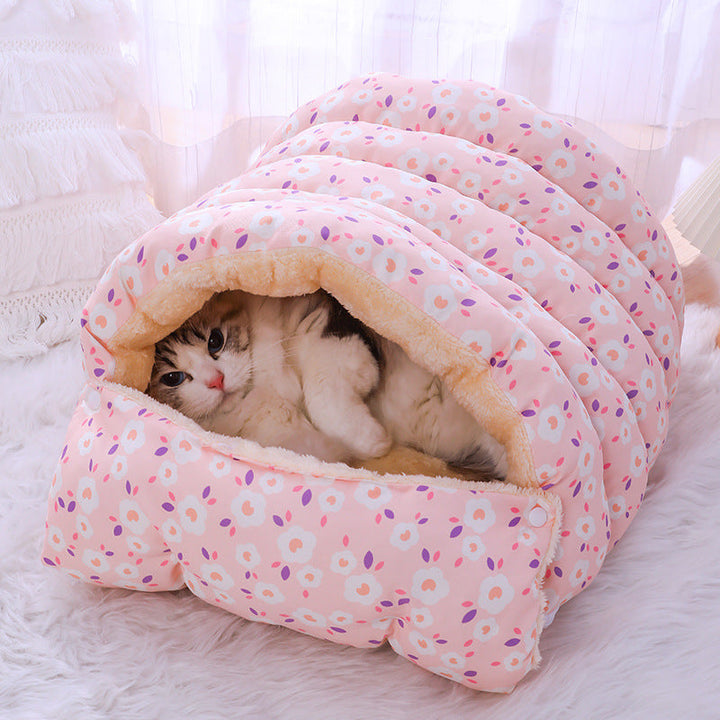 Enclosed Cat Bed with Plush Velvet Sleeping Retreat