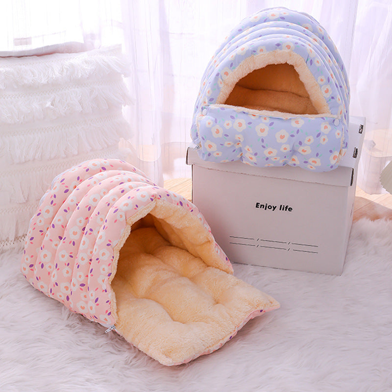 Enclosed Cat Bed with Plush Velvet Sleeping Retreat