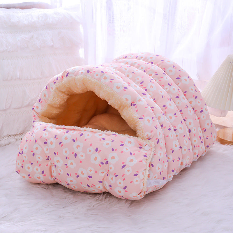 Enclosed Cat Bed with Plush Velvet Sleeping Retreat