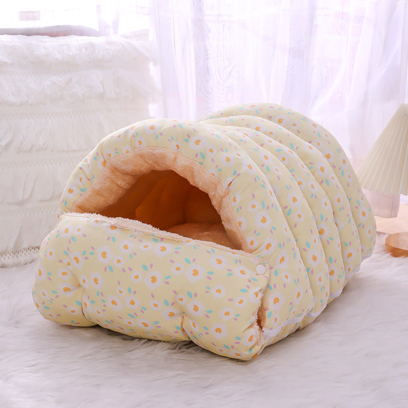 Enclosed Cat Bed with Plush Velvet Sleeping Retreat