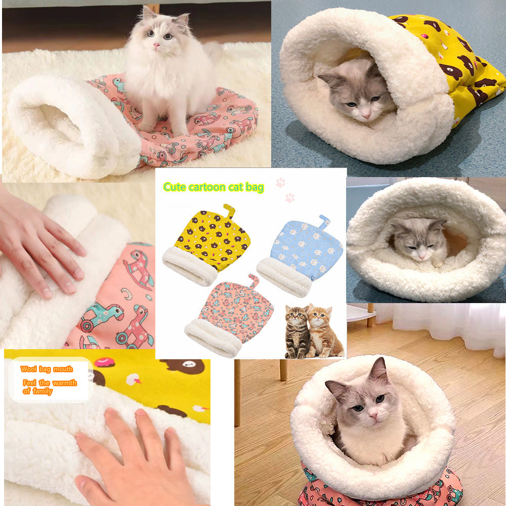 Enclosed Cat Sleeping Bag for Warm, Cozy Indoor Naps