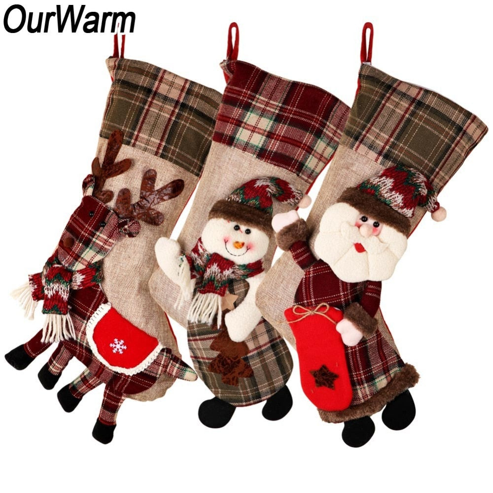 Christmas Stocking With Plush Character Gift Holder