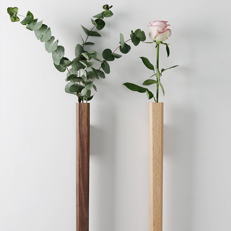 Solid Wood Wall Vase for Small-Space Flower Display
