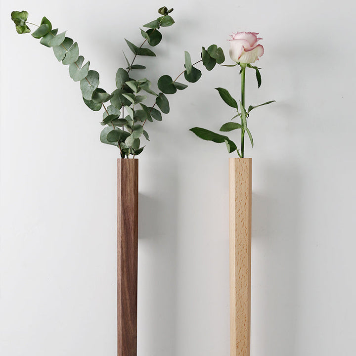 Solid Wood Wall Vase for Small-Space Flower Display
