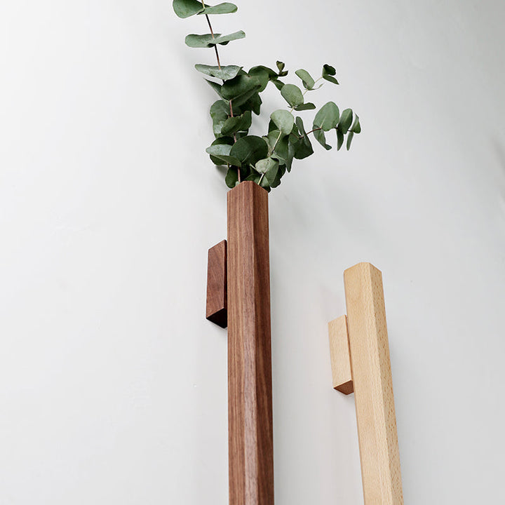 Solid Wood Wall Vase for Small-Space Flower Display