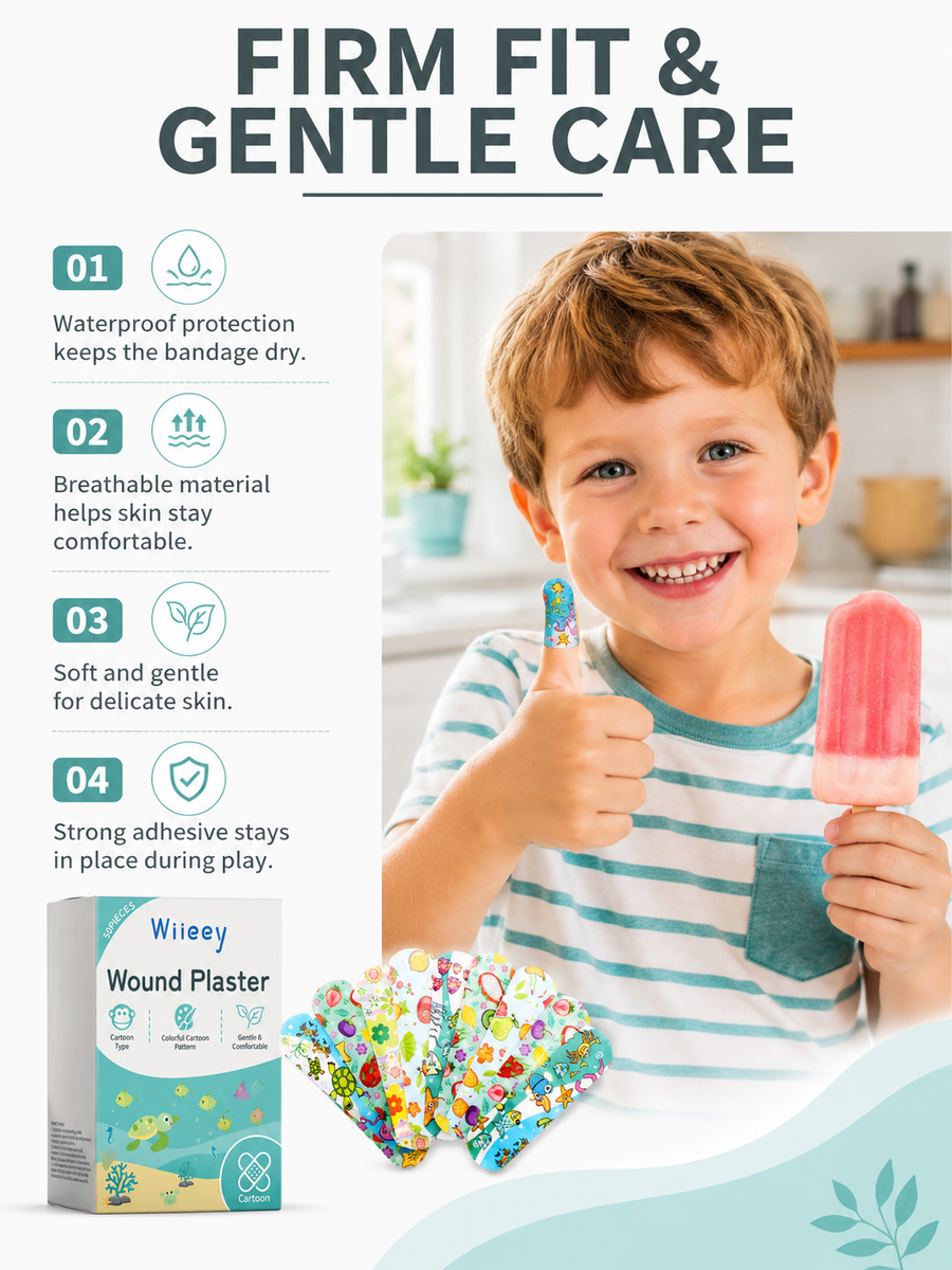 Waterproof Cartoon Bandages for Kids – Stays On Through