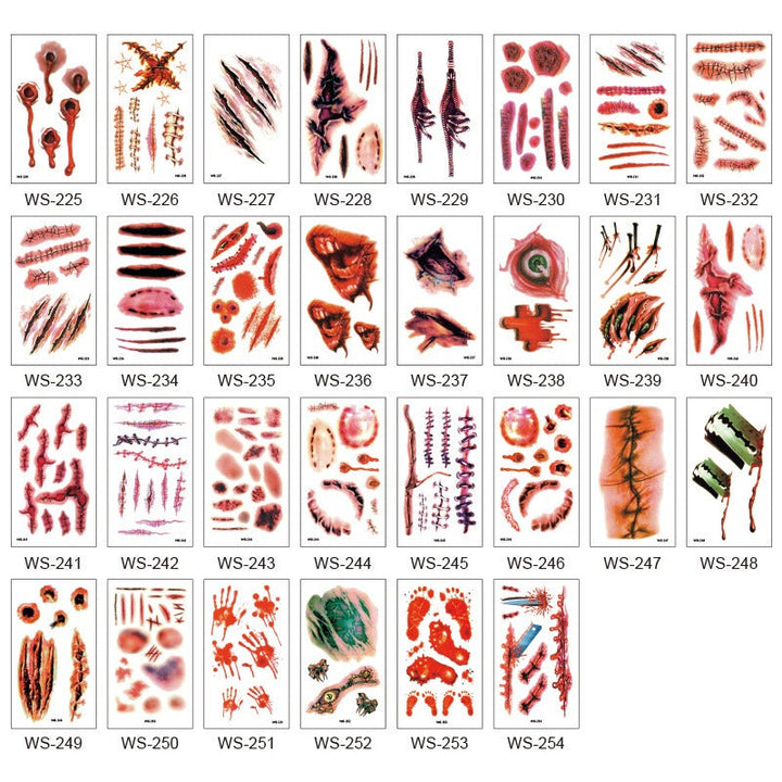 Halloween Scar Temporary Tattoos for Horror Effects
