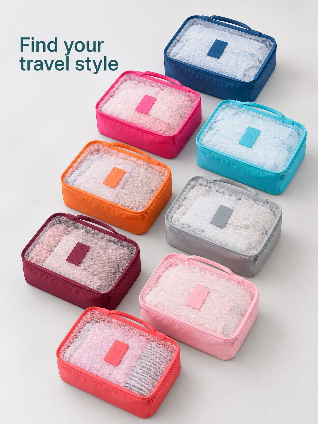 Waterproof Packing Cubes Set with Double Zipper for Travel