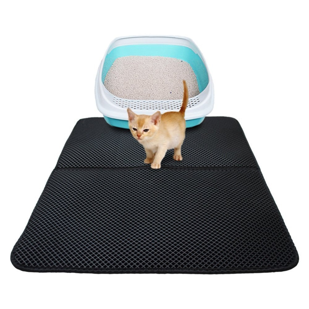 Double-Layer Cat Litter Mat With Honeycomb Trapping