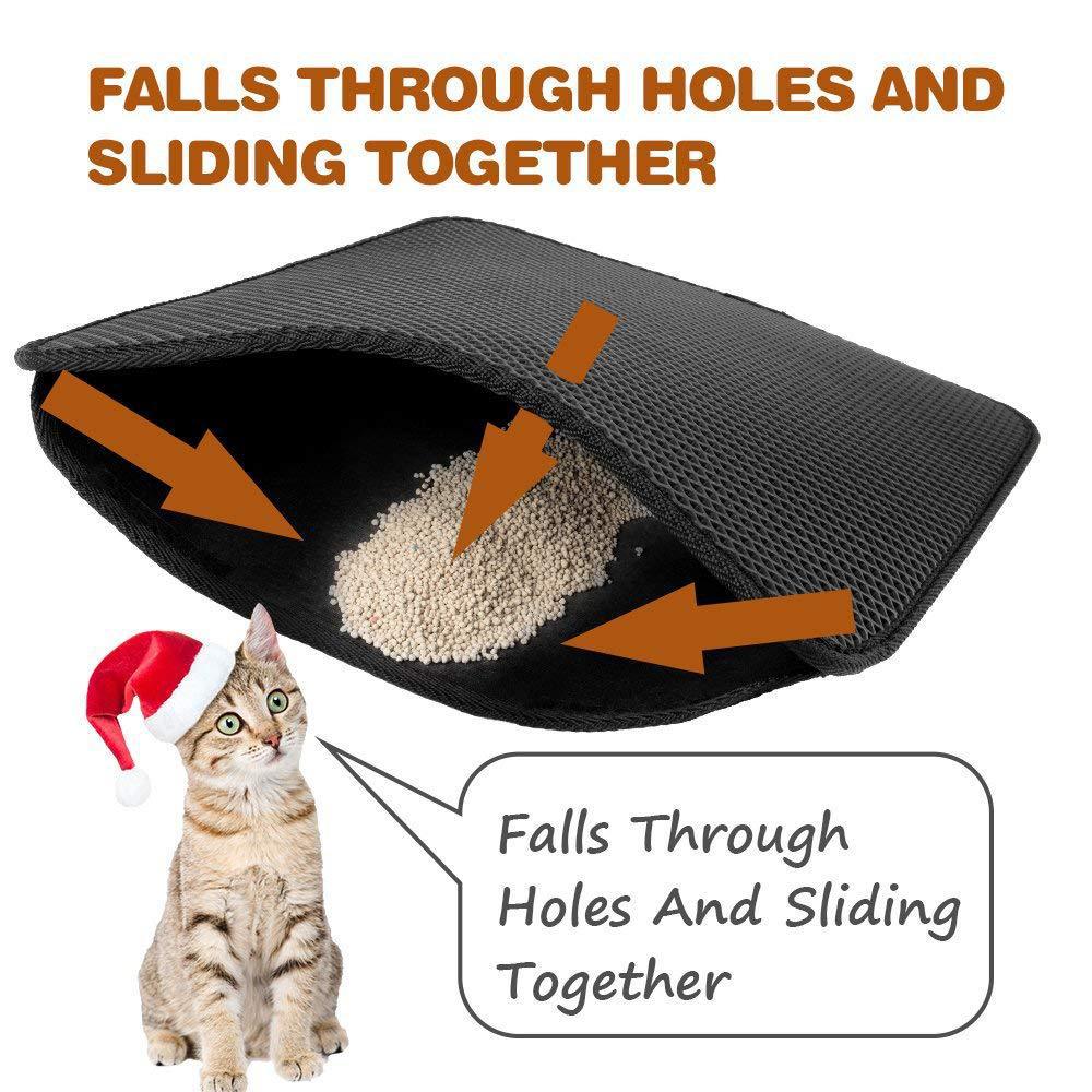 Double-Layer Cat Litter Mat With Honeycomb Trapping