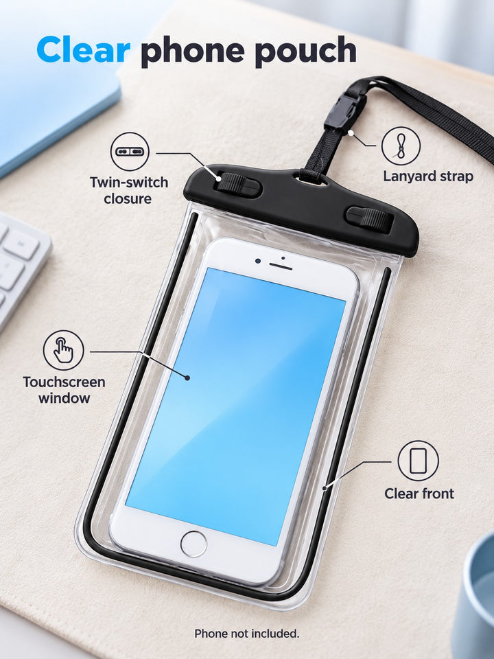 Waterproof Phone Pouch with Touchscreen Clear Window