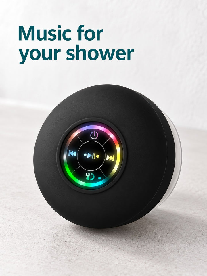 Waterproof Shower Speaker with Suction Cup and RGB Light