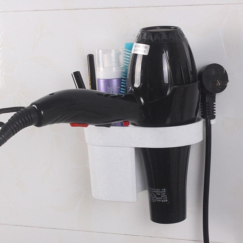 Wall Mounted Hair Dryer Holder, No-Drill Bathroom Rack