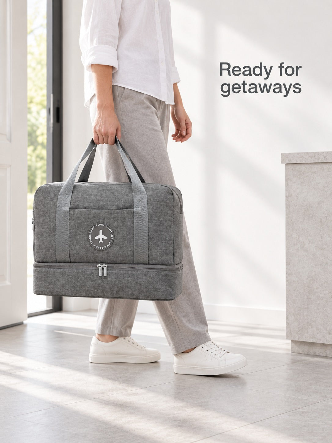 Waterproof Travel Duffle Bag with Separate Shoe Compartment