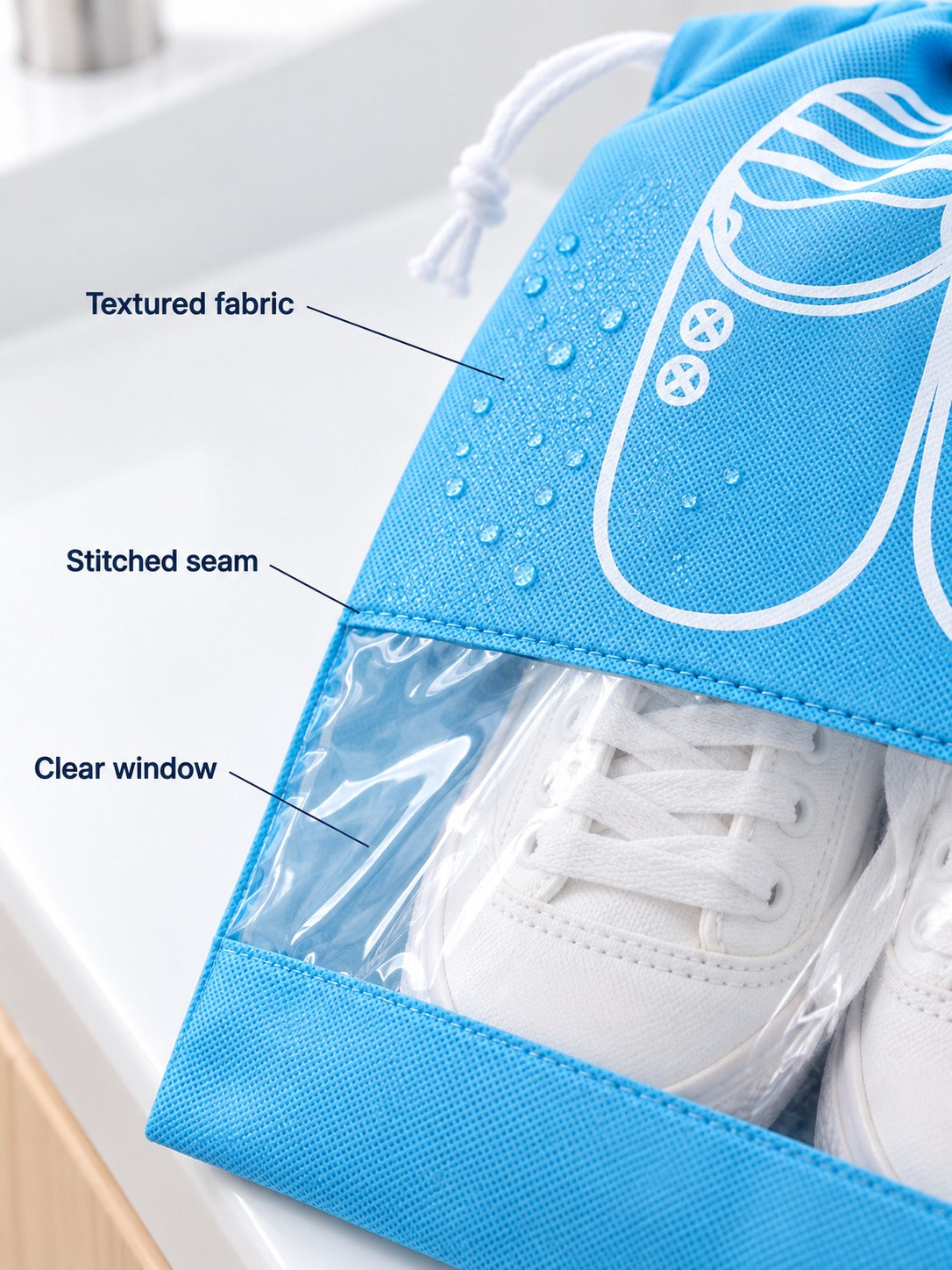 Waterproof Travel Shoe Bag with Clear Window, 2 Sizes