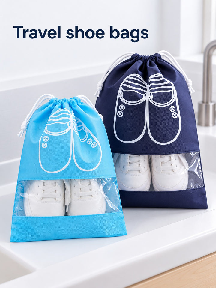 Waterproof Travel Shoe Bag with Clear Window, 2 Sizes