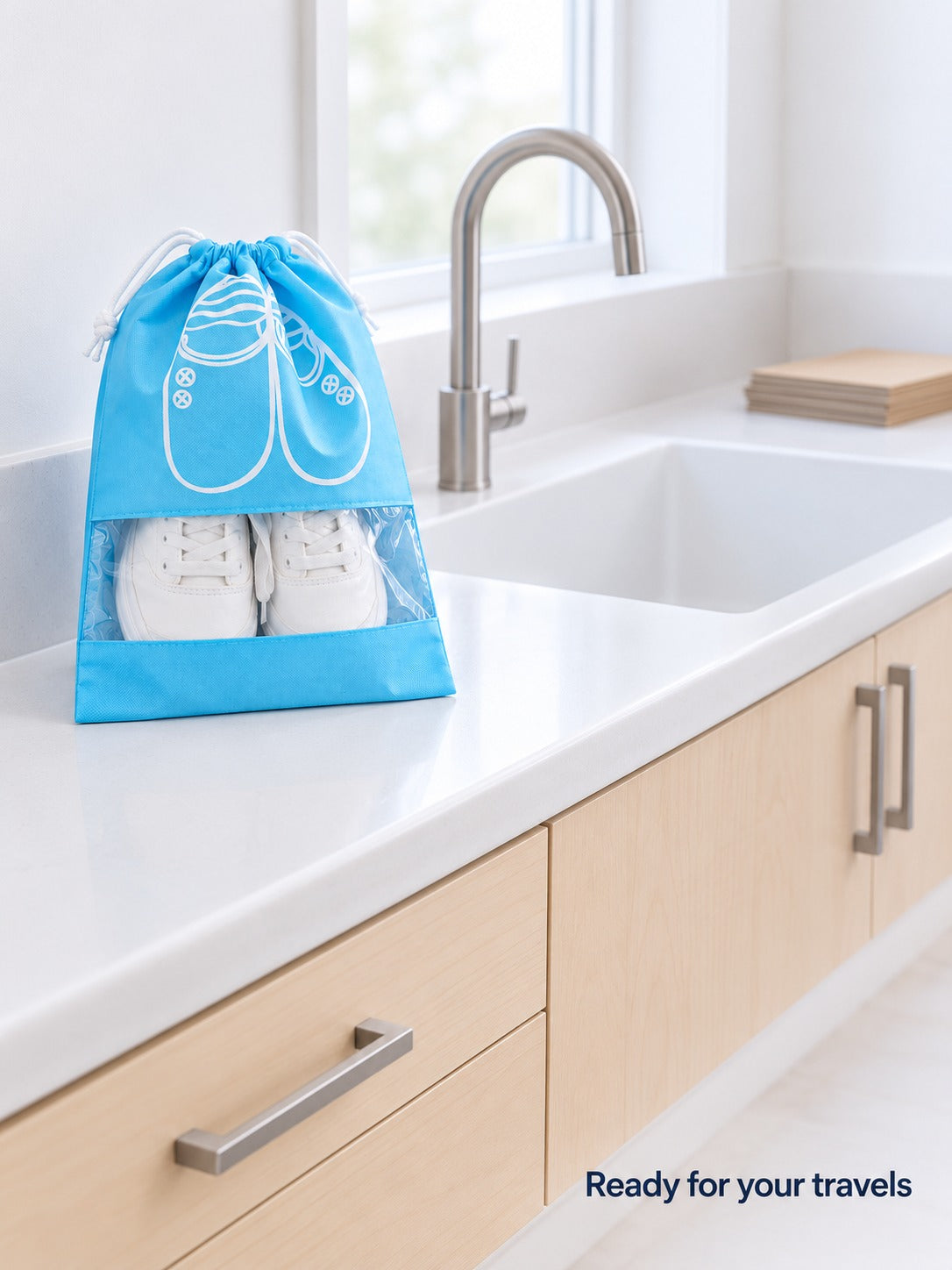 Waterproof Travel Shoe Bag with Clear Window, 2 Sizes