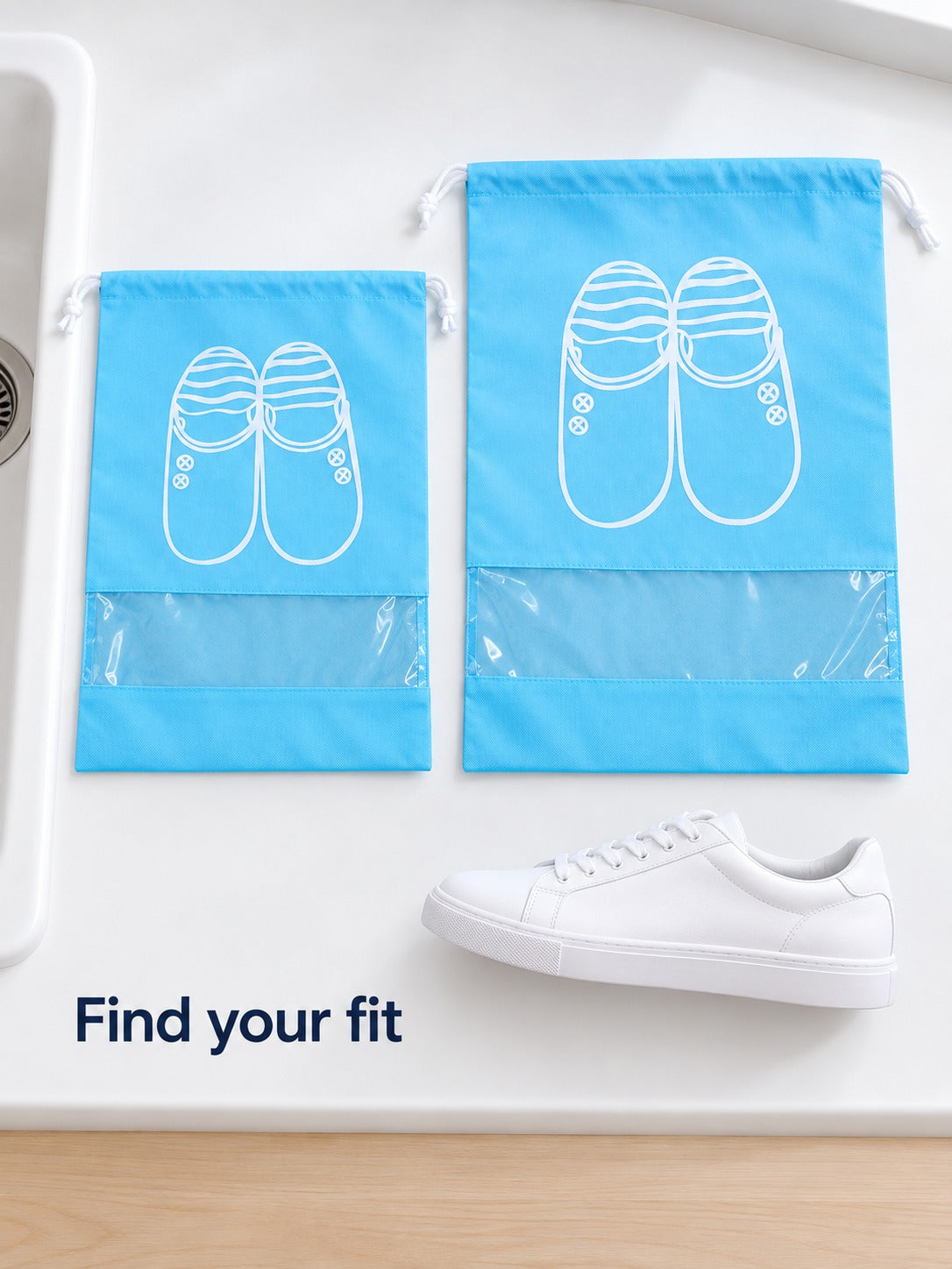 Waterproof Travel Shoe Bag with Clear Window, 2 Sizes