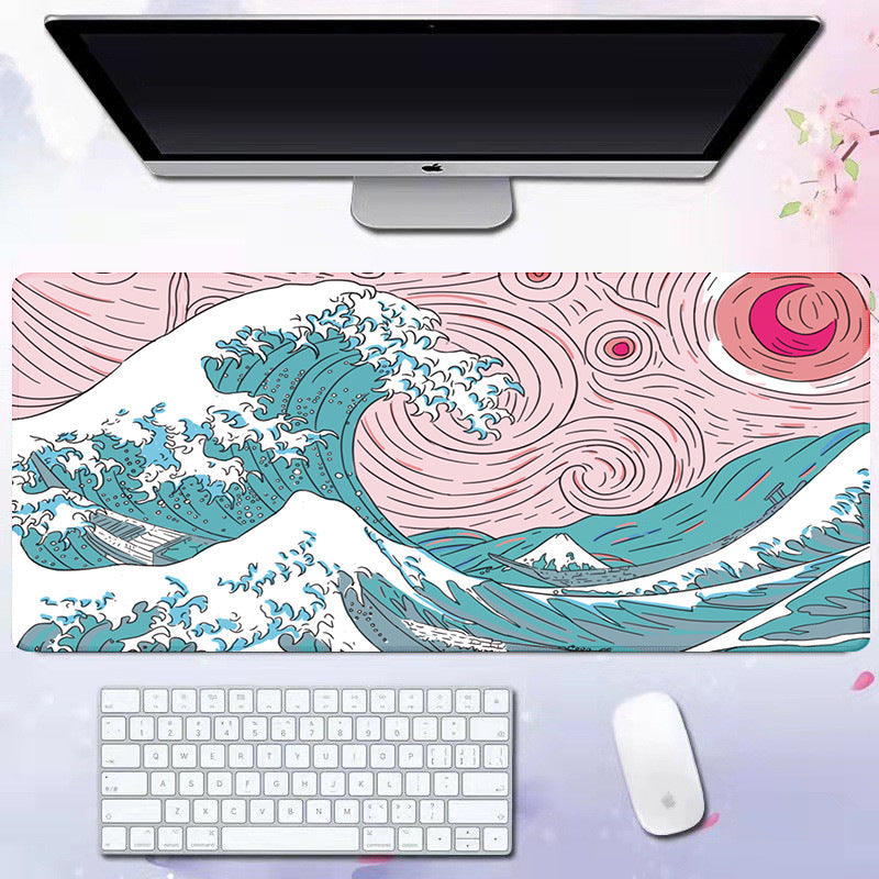 Oversized Japanese Wave Gaming Mouse Pad & Desk Mat