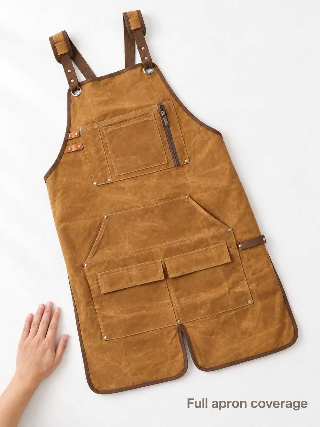 Waxed Canvas Carpenter Apron with Tool Pockets & Straps