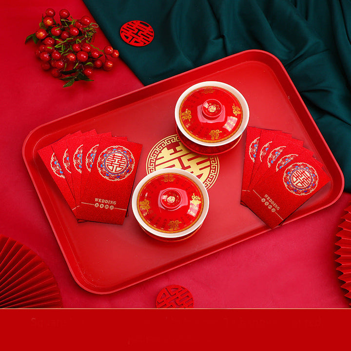 Red Wedding Candy Tray Set for Dried Fruit Displays