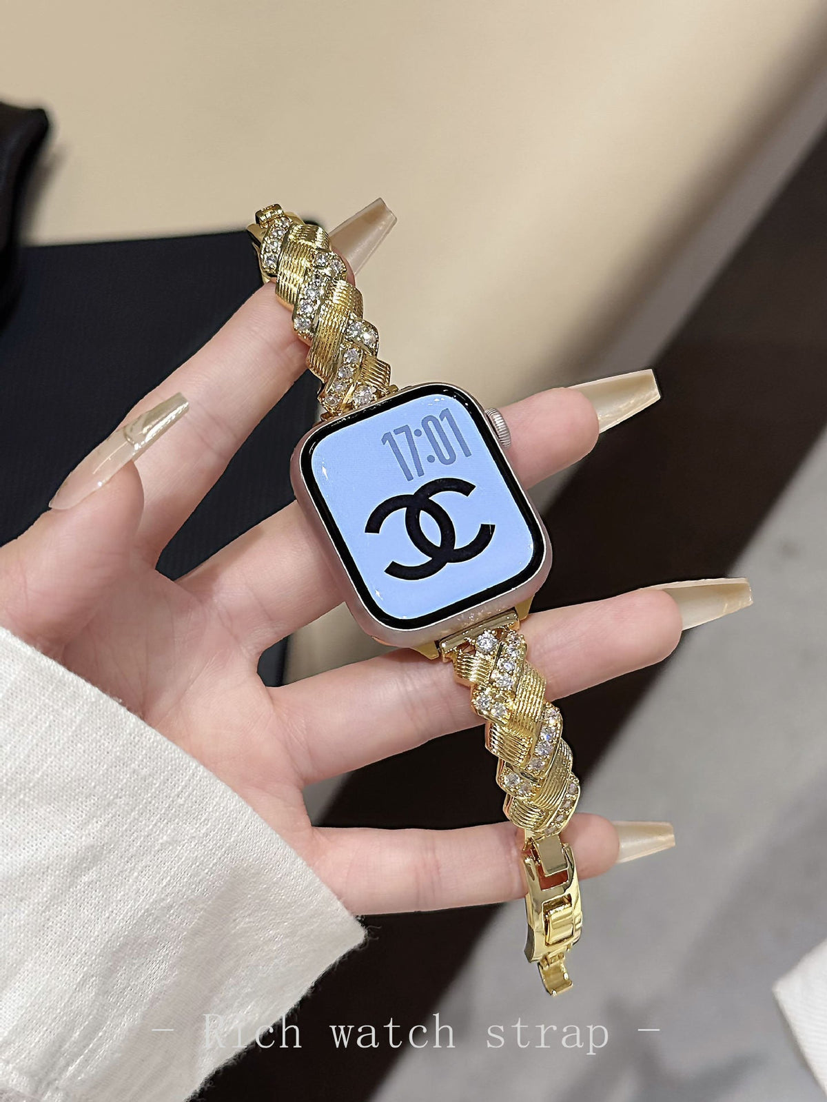 Rhinestone Metal Apple Watch Band for Women Dressy Look