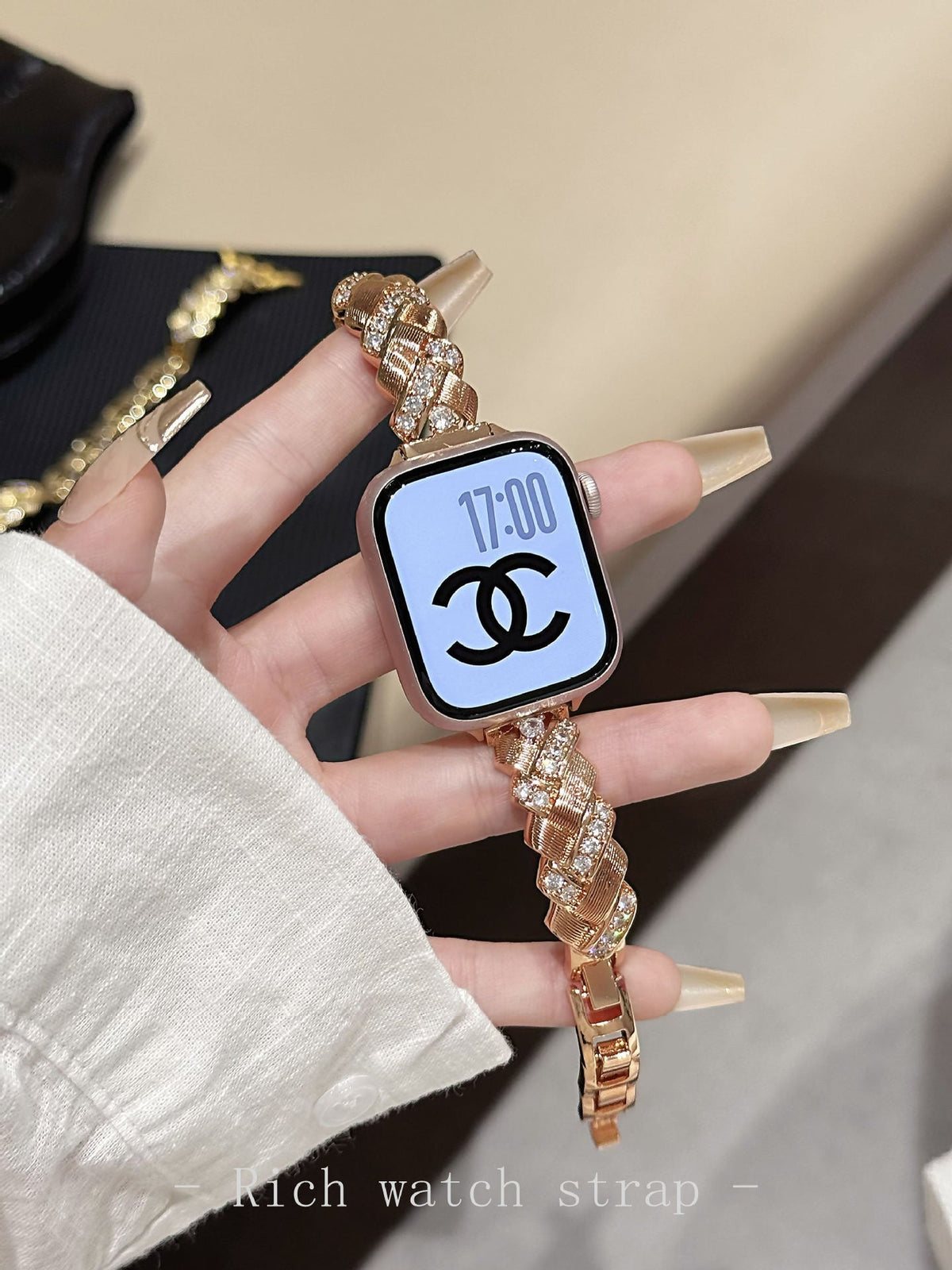 Rhinestone Metal Apple Watch Band for Women Dressy Look