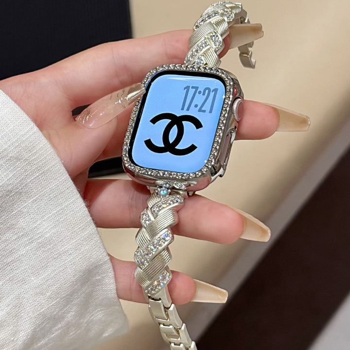Rhinestone Metal Apple Watch Band for Women Dressy Look