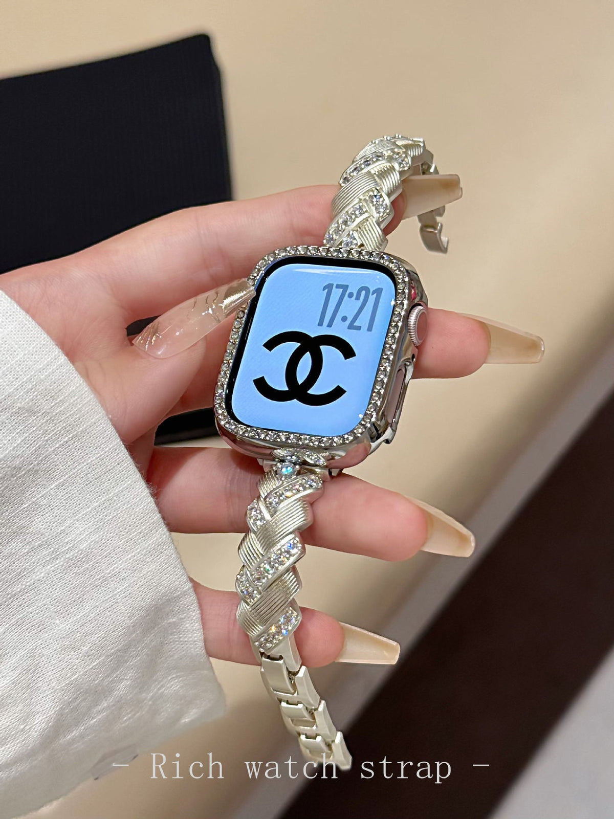 Rhinestone Metal Apple Watch Band for Women Dressy Look