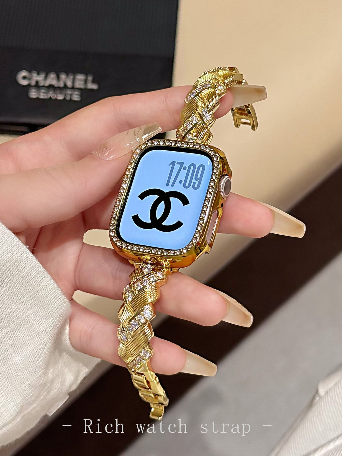 Rhinestone Metal Apple Watch Band for Women Dressy Look