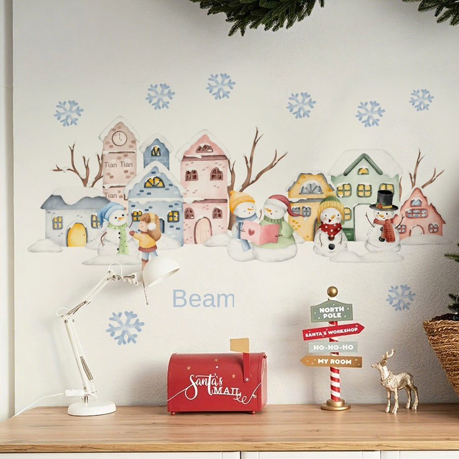 Snowy Town Window Stickers for Magical Holiday Decor