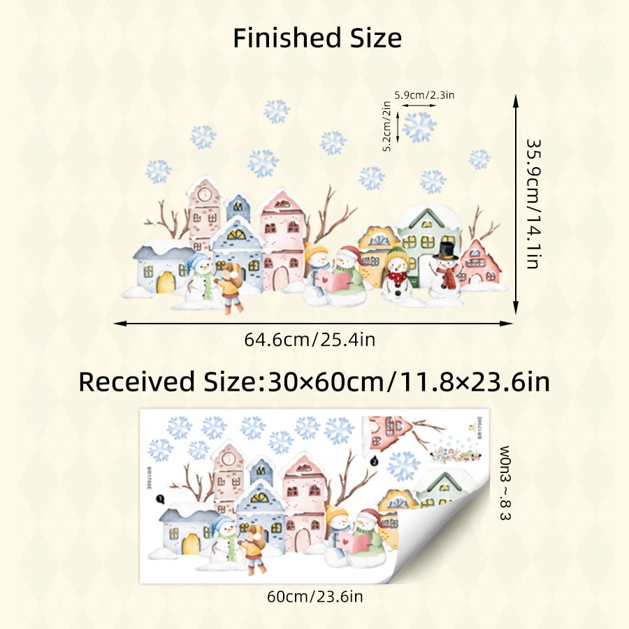 Snowy Town Window Stickers for Magical Holiday Decor