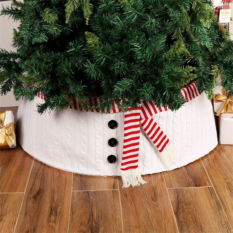 Christmas Tree Skirt With Cozy Snowman Holiday Design