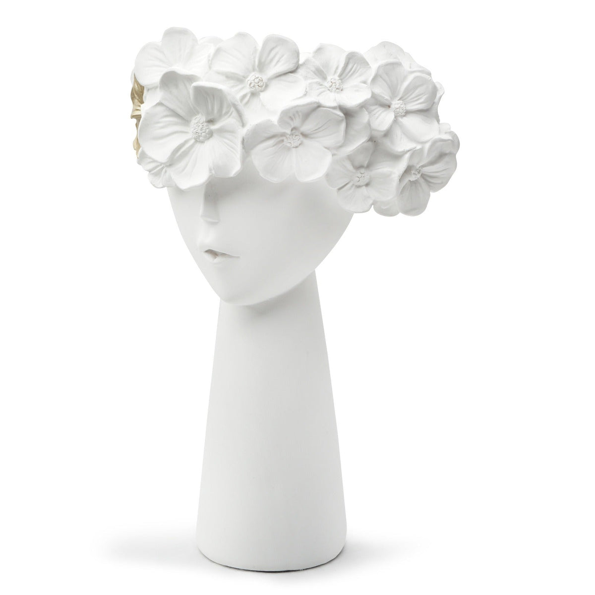 Sculptural Bust Planter with Gold Floral Accent Decor