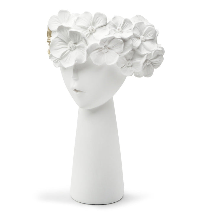 Sculptural Bust Planter with Gold Floral Accent Decor