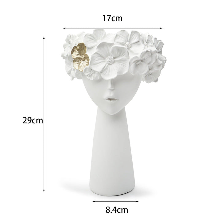 Sculptural Bust Planter with Gold Floral Accent Decor